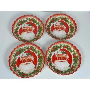 Lot 4 Vintage Christmas Plastic Christmas Candy Dish Santa‎ Claus 9 1/2”